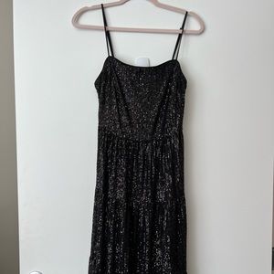 Aura Black Sequin Midi Dress